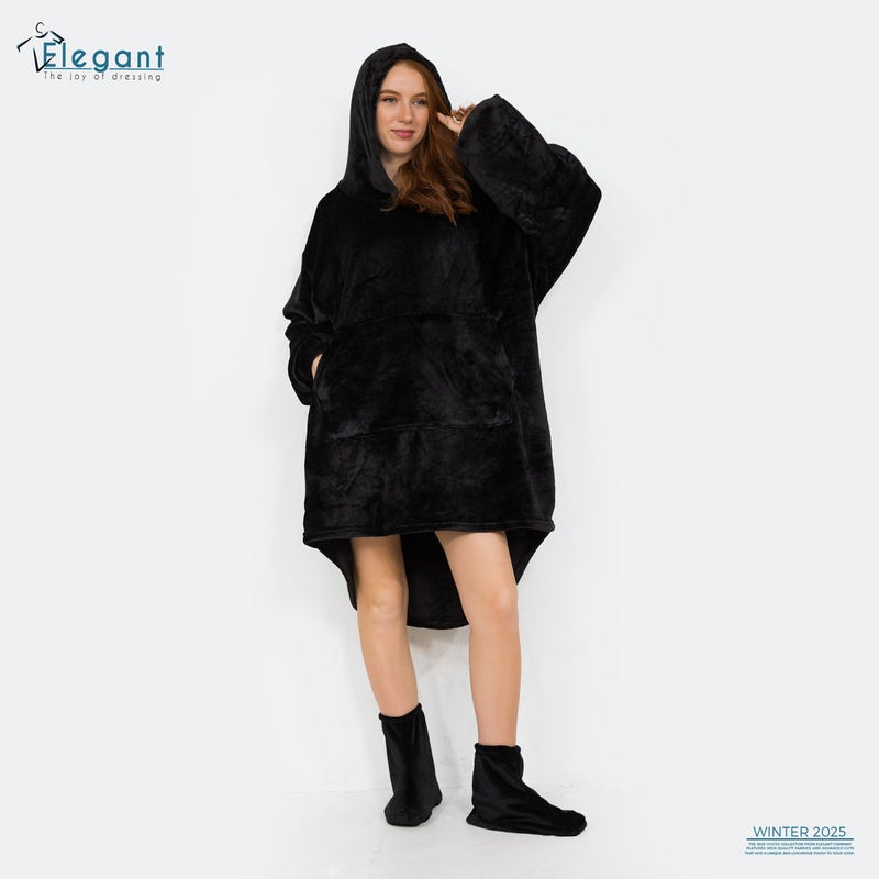 Elegant Blanket Hoodie - Black - Image 1